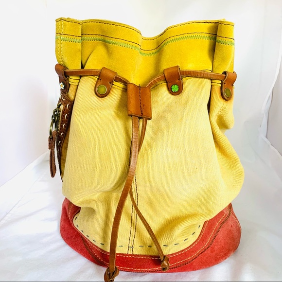 Bags Lucky Brand Canvas Suede Bucket Backpack Poshmark